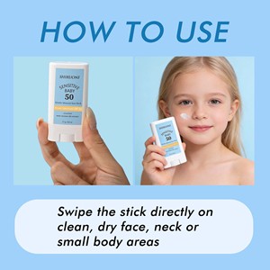 <span class=keywords><strong>Stick</strong></span> <span class=keywords><strong>solaire</strong></span> minéral bio à l'oxyde de zinc OEM ODM SPF 50, résistant à l'eau, sans parfum, pour bébés et enfants - Product Image 4