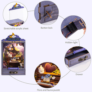 Starry Melody Kit de boîte de théâtre <span class=keywords><strong>miniature</strong></span> en bois DIY, puzzle 3D musical Pays des rêves avec lumière et tiroir de rangement, cadeau - Product Image 4