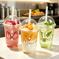 Gobelets en plastique transparents écologiques pour boissons froides, bubble tea, glaces, café, avec couvercles, impression de logo personnalisée, 12 oz, PET PLA, 90 mm