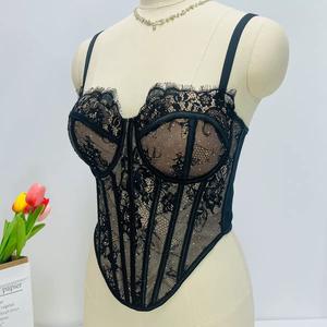 Vendita all'Ingrosso di Corsetti <span class=keywords><strong>Sexy</strong></span> <span class=keywords><strong>in</strong></span> Pizzo Traslucido a Rilievo con Scollatura Profonda e Stecche di Balena Modellanti per Donna - Product Image 4