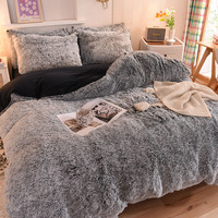 Luxe Imitation Fourrure De Vison 4PCS Ensemble De Literie Couette Housse De Couette Moelleux Coloré En Peluche Couvre-Lit Drap Plat Ensemble De Lit pour L'hiver