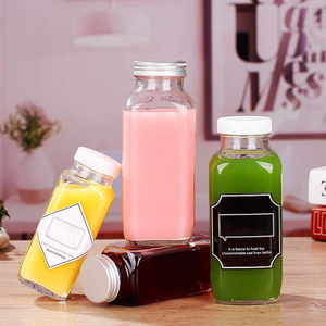 Logotipo personalizado 16oz Vacío Cuadrado Jugo leche Té Glassv Botella Con Tapas - Product Image 1