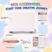 Tableau d'écriture LED rechargeable, Panneau de traçage LED à intensité variable, Tableau de dessin réutilisable pour la création artistique des enfants