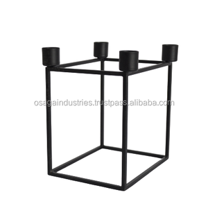 Candelabro de METAL con forma cuadrada para decoración del hogar, soporte de 4 brazos de alta calidad con forma de alambre - Product Image 3