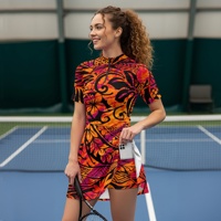 Robe de golf personnalisée pour femmes, manches courtes, col en V, robes de golf athlétiques avec shorts intégrés, tenues de sport actives pour l'été