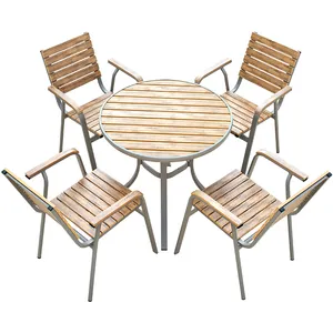 Freizeitmöbel Gartentisch-Set Aluminium Restaurant Esstisch Rundtisch & Stuhl für den Außenbereich