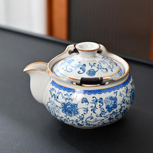 Blue <b>And</b> White Porcelain Travel Tea <b>Set</b> <b>1</b> <b>Teapot</b> 3 <b>Cups</b> Ceramic Portable Outdoor Camping Tea Kit - Product Image 4
