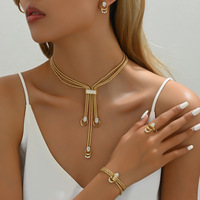 Ensemble de Bijoux en Or de Dubaï, Collier, Boucles d'Oreilles, Bague et Bracelet de Mariée Africaine pour Femmes d'Arabie Saoudite