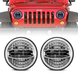Phare LED universel de 7 pouces pour <span class=keywords><strong>Jeep</strong></span> <span class=keywords><strong>Wrangler</strong></span> TJ <span class=keywords><strong>2</strong></span> <span class=keywords><strong>portes</strong></span> 1997-2006, phare rond de 7 pouces à faisceau haut/bas, anneau halo <span class=keywords><strong>blanc</strong></span>/bleu, <span class=keywords><strong>2</strong></span> pièces - Product Image 1