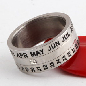 Anillo de calendario de acero inoxidable, banda giratoria de 8 mm con fecha, regalo de joyería unisex - Product Image 3