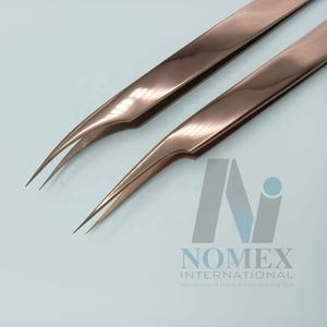Pince à épiler Dolphin Style Plasma Rose Gold Anodized en acier inoxydable écologique pour extensions de cils antistatiques, soins personnels - Product Image 4