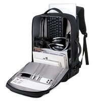Sac à dos pour ordinateur portable 17 pouces de grande capacité Sac de voyage étanche en nylon Port de charge USB Caractéristiques antivol pour hommes Collège