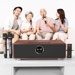 Barre de son karaoké en bois 2.1 canaux, haut-parleur TV 5.0 avec 2 microphones sans fil et télécommande - Product Image 4