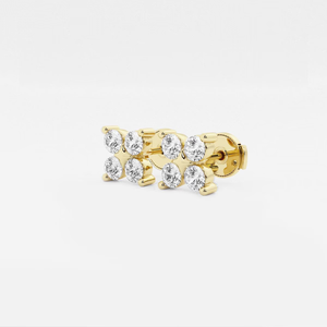 Élégantes boucles d'oreilles clous fines à quatre pierres en diamant de laboratoire rond de 1 1/2 carat avec éclat brillant, bijoux de luxe éthiques pour femmes - Product Image 6