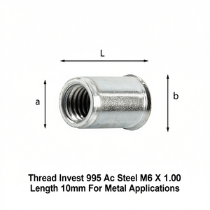 Inserto Roscado 995 de Acero al Carbono M6 X 1.00 Longitud 10mm para Aplicaciones en Metal - Product Image 3