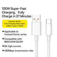 Câble de charge rapide USB-A USB-C 6A avancé, conducteur en cuivre pur, gaine TPE, synchronisation des données pour Oppo, ordinateur, écouteurs