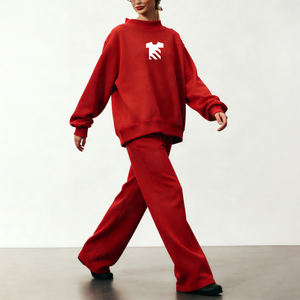 Sudadera de cuello ancho de algodón de alta calidad para mujer, estilo holgado, bordada, cuello simulado, venta caliente al por mayor - Product Image 3