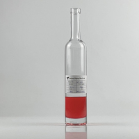 Fabricant de bouteilles en verre rondes de 500ml de long pour l'emballage de vin de glace Vodka Whisky Tequila