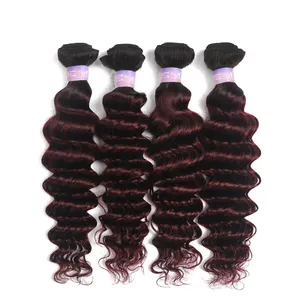 X-TRESS 99J Couleur Extension de Cheveux Les Meilleurs Vendeurs De Cheveux 100% Indiens crus Cheveux Humains Faisceaux Meches Humains 3 Faisceaux avec Fermeture