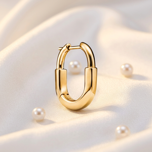 Chunky Rectangular Huggie Hoop <b>Earrings</b> Minimalist Polished Gold Fashion Jewelry Diamond <b>Name</b>: - Product Image 1