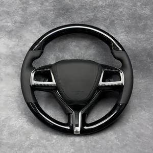 Volante de Lujo en Fibra de Carbono y Cuero Nappa para <span class=keywords><strong>Maserati</strong></span> <span class=keywords><strong>Ghibli</strong></span> Levante con Costuras y Logotipo Personalizados - Product Image 5