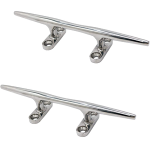 Polished 316SS Low Profile Boat <strong>Cleat</strong> with Base <strong>Plate</strong> - Corrosion Resistant Dock Hardware for Saltwater Use - Product Image 3