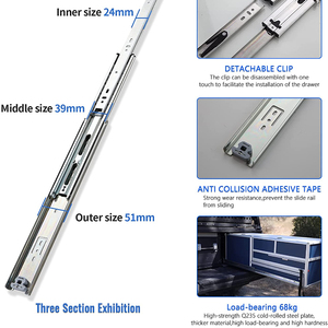 SNEIDA Heavy Duty Full Extension Ball Bearing <strong>Drawer</strong> <strong>Slides</strong> Industrial Locking Runner Rails for Kitchen and Dining Tool Boxes - Product Image 3