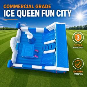 Château gonflable géant de qualité commerciale en PVC de 0,55 mm pour l'hiver, avec toboggan, thème royaume des glaces, garantie 3 ans, capacité 500 kg - Product Image 3