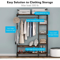 Porte-vêtements autoportant en métal, étagère de rangement ouverte, support de suspension multicouche pour vêtements, pour chambre, entrée, mobilier de maison
