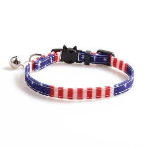 Nuevo Collar para Gato con Bandera Americana, Lazo y Campana, Cierre de Hebilla, Venta Caliente Transfronteriza, Venta Directa de Fábrica - Product Image 4