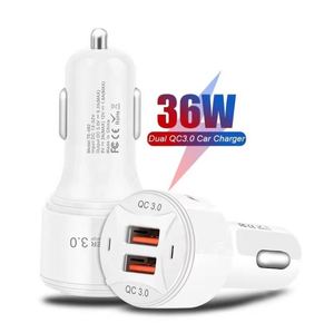 Dual Port USB 36W QC3.0 Car Charger Fast Charging Car Adapter for iPhone 12 Pro Electric Car Accessories - Product Image 1