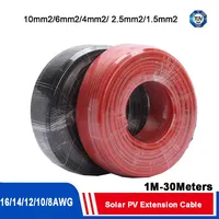 4mm 6mm 10mm 16mm Schwarzes Rotes Kupferkabel Solarmodul DC-Verlängerungskabel 14/12/10 AWG PVC-Isoliertes Photovoltaik-Kabel