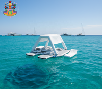 Île flottante gonflable d'extérieur avec auvent, tente flottante, camping, yacht, piscine, lac, flotteur aquatique, divertissement