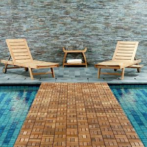 Interlocking Square Wood <b>Plastic</b> Composite Decking <b>Tiles</b> with Grooved Edge for Outdoor Use Waterproof Modern Design - Product Image 5
