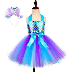 Costume da Principessa dell'Oceano per Bambine 2025, Abito Stile Sirena con Paillettes, <span class=keywords><strong>Vestito</strong></span> da Ballo in Tulle per Ragazze - Product Image 4
