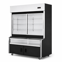 Congelador Comercial de Doble Puerta de Vidrio para Exhibición, Enfriador de Bebidas y Lácteos para Supermercado, con Iluminación LED y Puerta Corredera Inferior