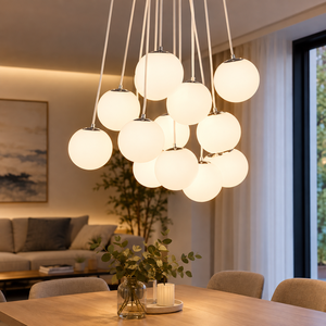 Modern Single White LED Bubble Ball <b>Glass</b> Hanging <b>Pendant</b> Lamp Opal <b>Glass</b> Chandelier Globe <b>Lampshade</b> Hotel 360 Light Living - Product Image 5