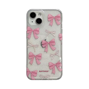 Estética transparente Bling Cute Pink Ribbon Bow TPU Phone Case <span class=keywords><strong>iPhone</strong></span> <span class=keywords><strong>15</strong></span> Pro Max Mujeres Navidad Compatible Móvil <span class=keywords><strong>a</strong></span> prueba de golpes - Product Image 1
