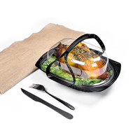 Boîtes à emporter portables en plastique pour poulet rôti et canard avec poignée emballage blister anti-buée