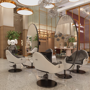 Lớn không đều Gương LED đồng miễn phí Bạc gương hình bầu dục tóc Salon gương - Product Image 5