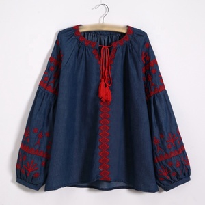 Blusas <span class=keywords><strong>de</strong></span> Algodón con Bordado <span class=keywords><strong>de</strong></span> <span class=keywords><strong>Flores</strong></span> Estilo Bohemio para Mujer - Product Image 3