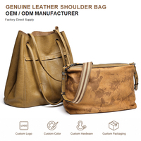Cuir Véritable Vintage Grande Capacité Épaule Tote Sac à Main pour Femme pour le Travail et l'Usage Quotidien