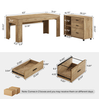 Bureaux ergonomiques en forme de L Tribesigns de 63 pouces, bureau debout, bureau réglable, bureau avec tiroirs et étagères