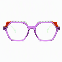 Resda RSD8057 Lunettes de vue carrées à monture intégrale rayées en acétate laminé de haute qualité, colorées, uniques et tendance pour adultes