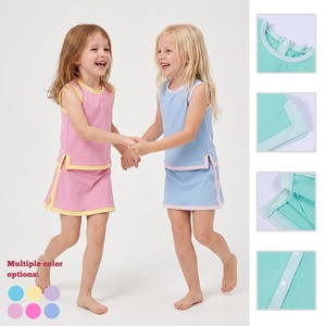 Set gonna a pieghe per ragazze, tessuto traspirante, pantaloncini integrati, top con bottoni posteriori, abbigliamento yoga, taglia personalizzata, spedizione veloce - Product Image 1