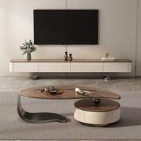 Ensemble de meuble TV et table console en bois massif de luxe moderne avec fonction de nettoyage facile pour le salon, meubles de maison