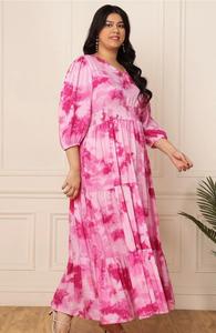 Robe élégante pleine longueur pour les occasions décontractées et formelles pour les femmes Robe longue fluide Boho avec robes imprimées traditionnelles - Product Image 3