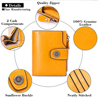 Tas genggam kulit asli wanita, dompet kulit sapi mewah desainer Logo kuning kustom untuk wanita