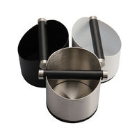 Boîte à déchets de café en acier inoxydable manuelle pour les grains de café, mini utilisation domestique sur table avec barre en caoutchouc