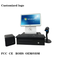 Mesin POS All-in-One SANDU 15.6 Inch Layar Sentuh Kapasitif Quad-Core 8GB DDR3 Windows Set Lengkap Printer Thermal Kasir